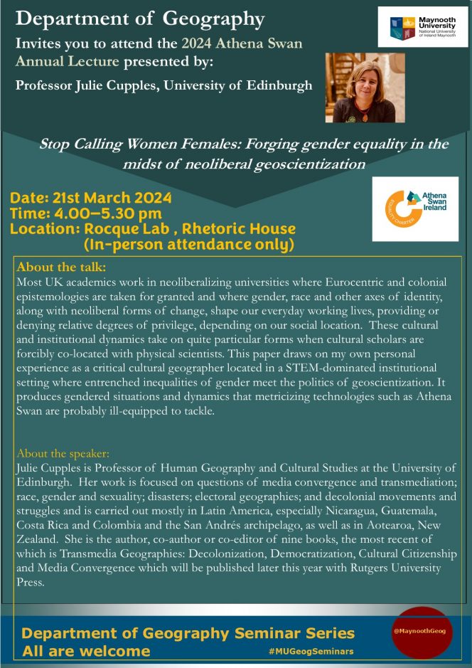 Department of Geography 2024 Athena Swan Lecture Maynooth University